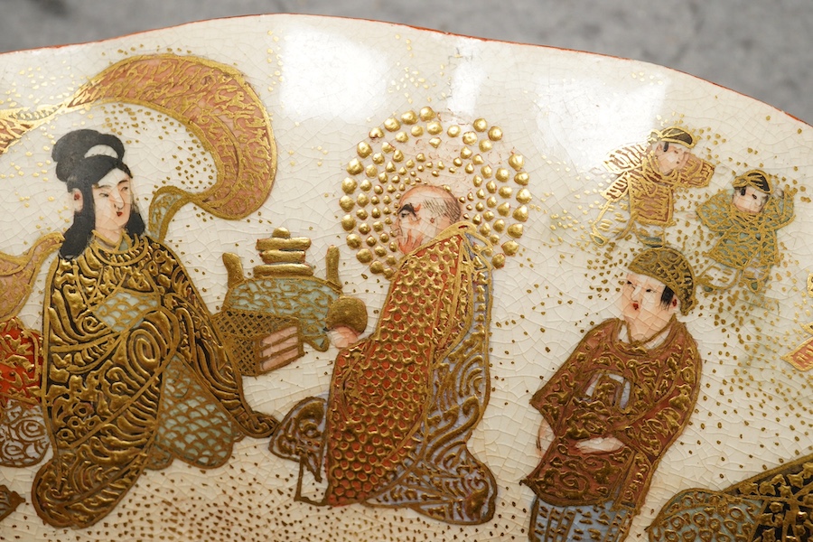 A Japanese Satsuma ‘triple fan’ dish, Meiji period